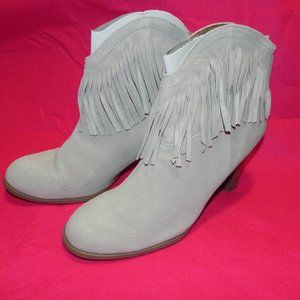 New Avon Fringe Suede Cushion Walk Bootie, Gray, 8